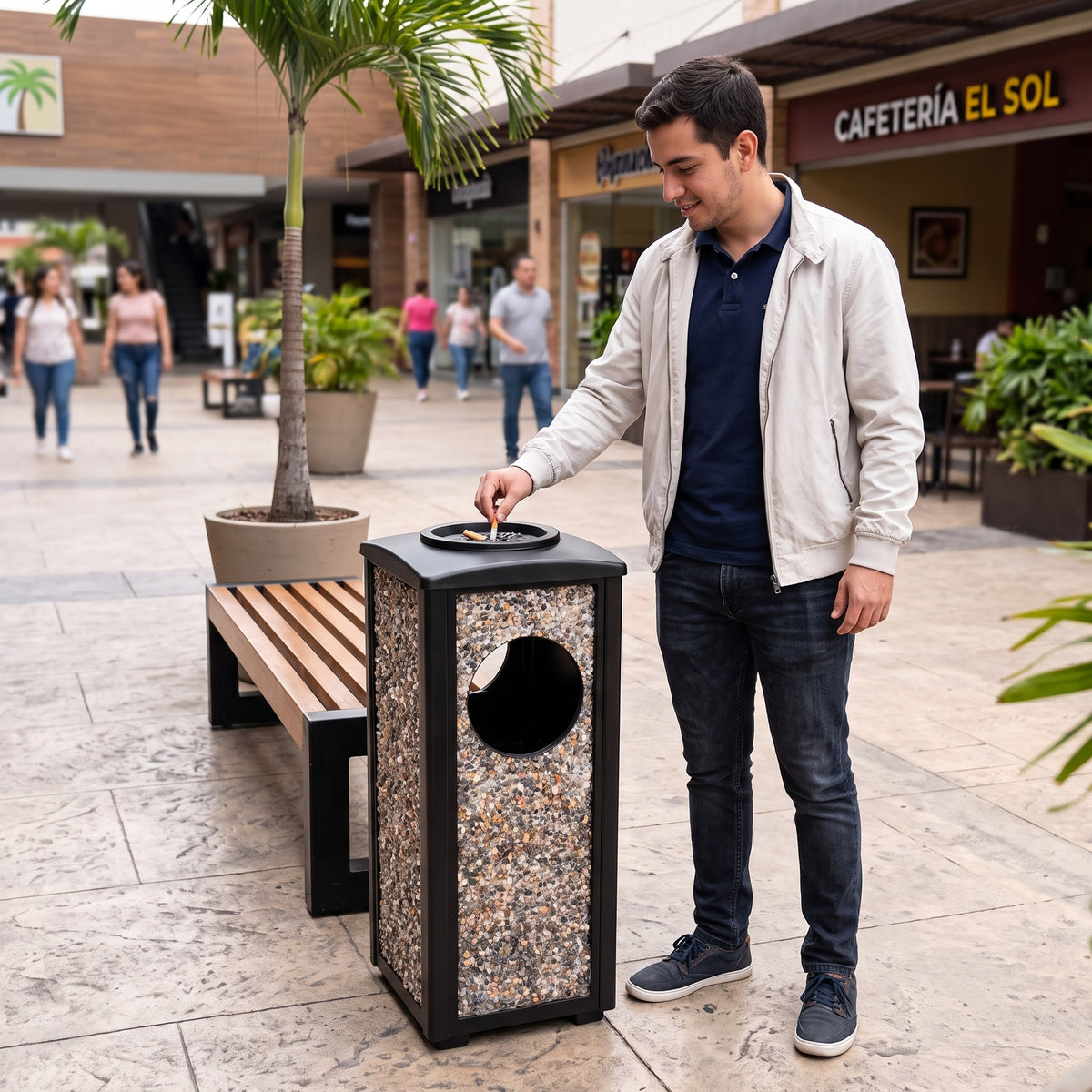 Basurero Guijarro Acabado Piedras Pequeñas