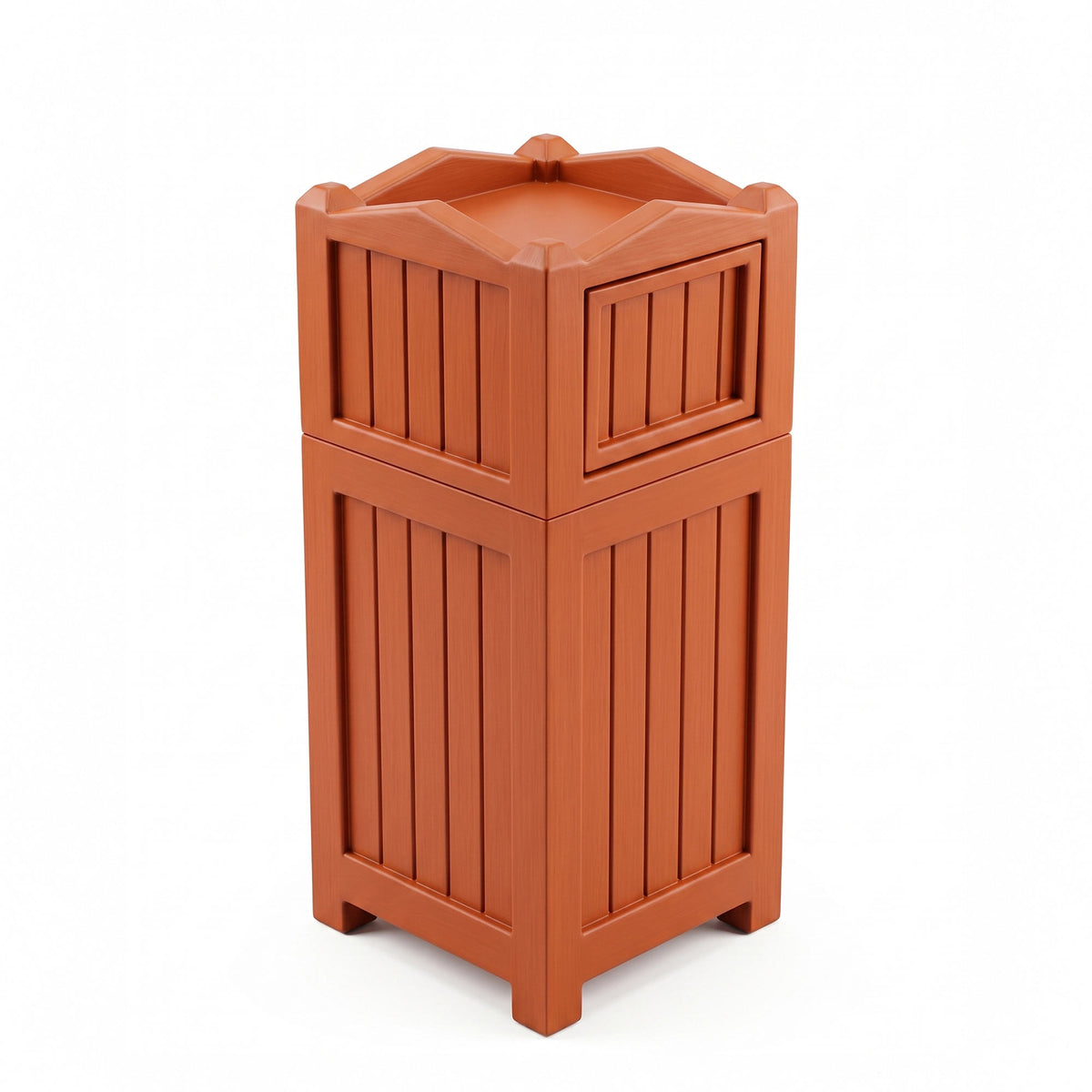 Basurero Mérida Madera Roja con Puerta Vaivén